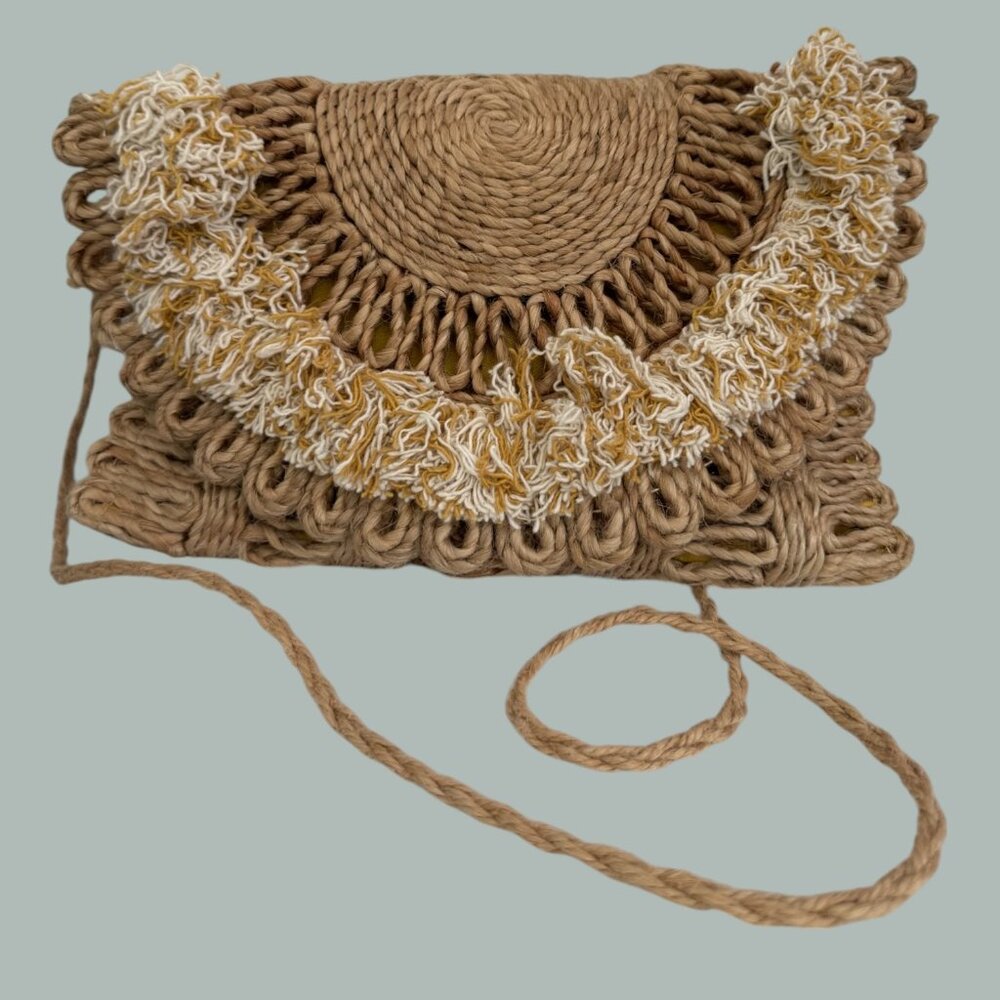 Handmade Jute Crossbody Envelope Bag